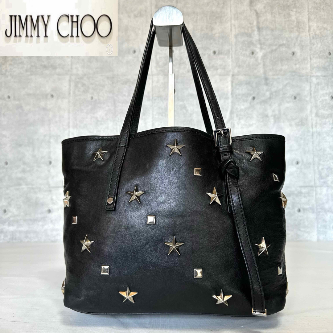 JIMMY CHOO(ジミーチュウ)の【JIMMY CHOO】SASHA/S BLACK シルバースタッズハンドバッグ レディースのバッグ(トートバッグ)の商品写真