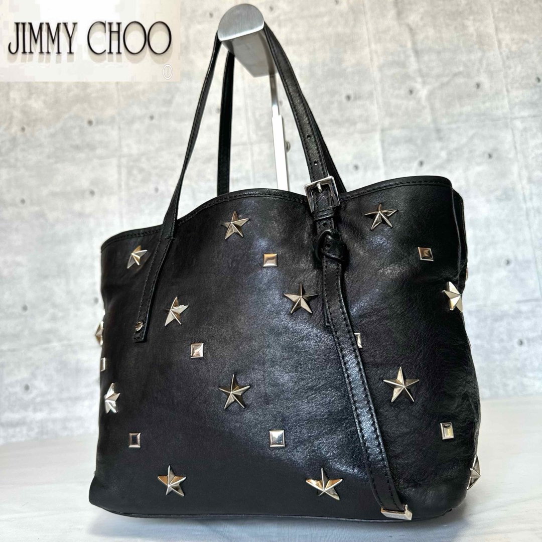 JIMMY CHOO(ジミーチュウ)の【JIMMY CHOO】SASHA/S BLACK シルバースタッズハンドバッグ レディースのバッグ(トートバッグ)の商品写真