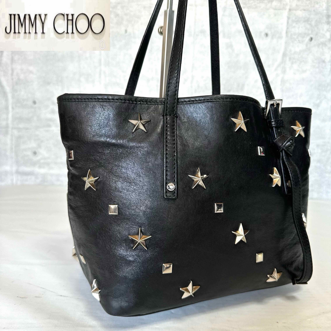 JIMMY CHOO(ジミーチュウ)の【JIMMY CHOO】SASHA/S BLACK シルバースタッズハンドバッグ レディースのバッグ(トートバッグ)の商品写真