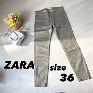 ザラ(ZARA)の【美品】ZARA ザラ サイズ36 デニム カーキ ラメ スキニー レディース(デニム/ジーンズ)