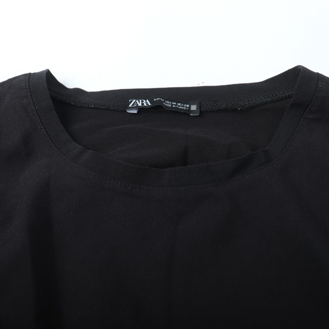 ZARA(ザラ)のザラ Tシャツ プルオーバー チュニック 7分袖 ストレッチ 無地 トップス 黒 レディース Mサイズ ブラック ZARA レディースのトップス(Tシャツ(長袖/七分))の商品写真
