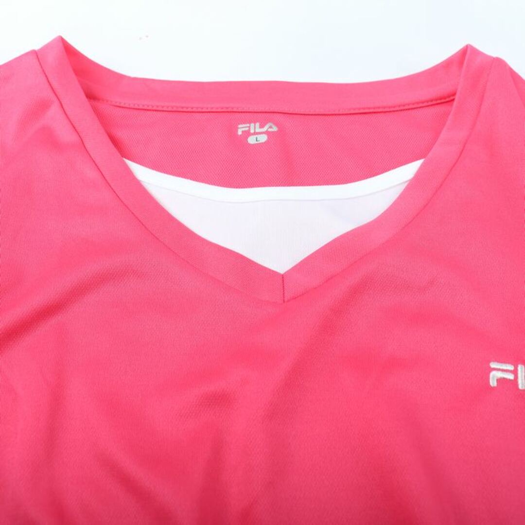 FILA(フィラ)のフィラ 長袖Tシャツ レイヤード風 スポーツウエア レディース Lサイズ ピンク FILA レディースのトップス(Tシャツ(長袖/七分))の商品写真