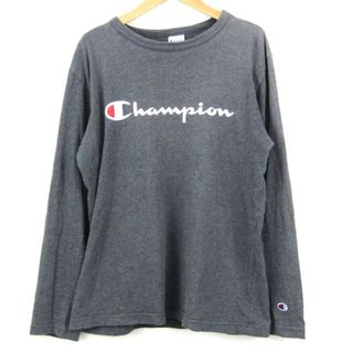 チャンピオン(Champion)のチャンピオン 長袖Tシャツ ロゴT スポーツウエア コットン100% メンズ Lサイズ グレー Champion(Tシャツ/カットソー(七分/長袖))