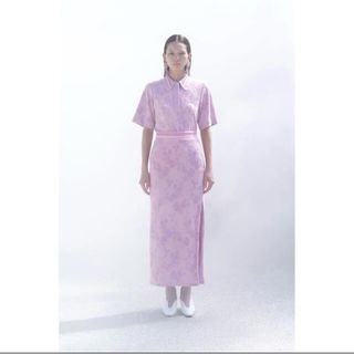 マメ(mame)の上下セット Mame Flowered Velour Jacquard Polo(ロングスカート)