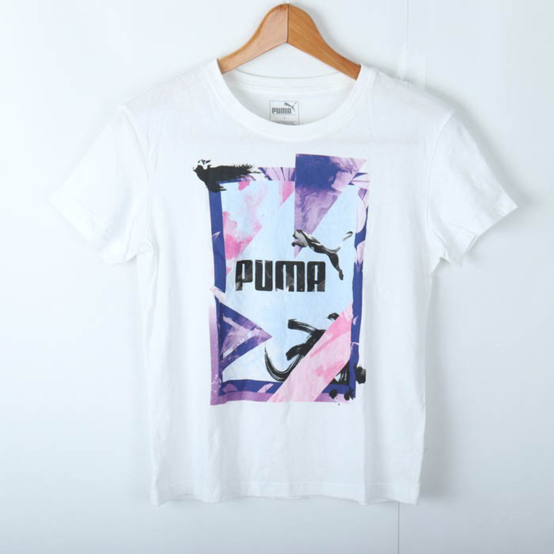 PUMA(プーマ)のプーマ 半袖Tシャツ グラフィックT スポーツウエア レディース Mサイズ ホワイト×ブラック PUMA レディースのトップス(Tシャツ(半袖/袖なし))の商品写真