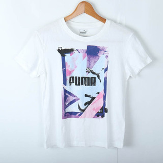 プーマ(PUMA)のプーマ 半袖Tシャツ グラフィックT スポーツウエア レディース Mサイズ ホワイト×ブラック PUMA(Tシャツ(半袖/袖なし))