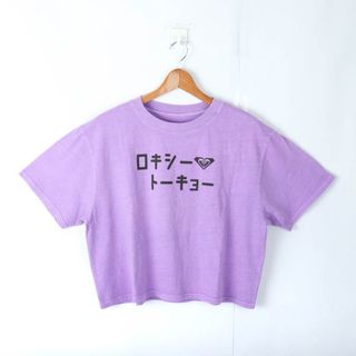 ロキシー(Roxy)のロキシー 半袖Tシャツ クロップドT ロキシートーキョー  ロゴT レディース Mサイズ パープル×ブラック ROXY(Tシャツ(半袖/袖なし))