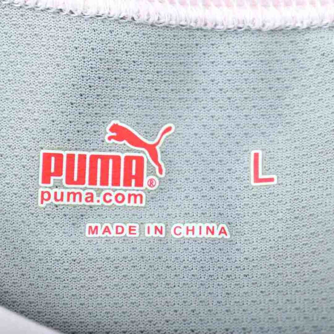 PUMA(プーマ)のプーマ 半袖Tシャツ バックロゴT メッシュ スポーツウエア レディース Lサイズ グレー×ピンク PUMA レディースのトップス(Tシャツ(半袖/袖なし))の商品写真