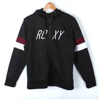 ロキシー(Roxy)のロキシー ジップアップパーカー フロントロゴ スポーツウエア レディース Lサイズ ブラック ROXY(パーカー)