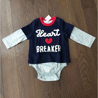 ベビーギャップ(babyGAP)のベビーギャップ　ボーダーロンパース　6-12M 70cm(ロンパース)