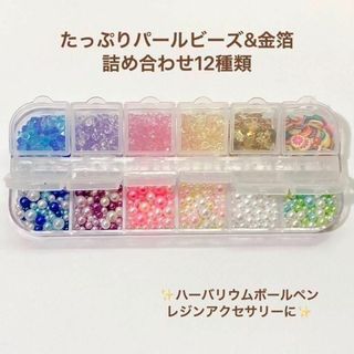 たっぷり12種類　ハーバリウムボールペン　レジン　パールビーズ　金箔　フルーツ(各種パーツ)