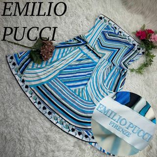 EMILIO PUCCI - エミリオプッチ レディース Mサイズ 青 ブルー ワンピース フレア 薄手