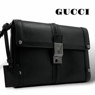 Gucci - 良品 GUCCI セカンドバッグ クラッチバッグ 鍵付き 持ち手 レザー 黒