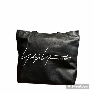 ヨウジヤマモト(Yohji Yamamoto)のYohji Yamamoto 青山　ロゴ　レザー　トートバッグ ブラック　大きい(トートバッグ)