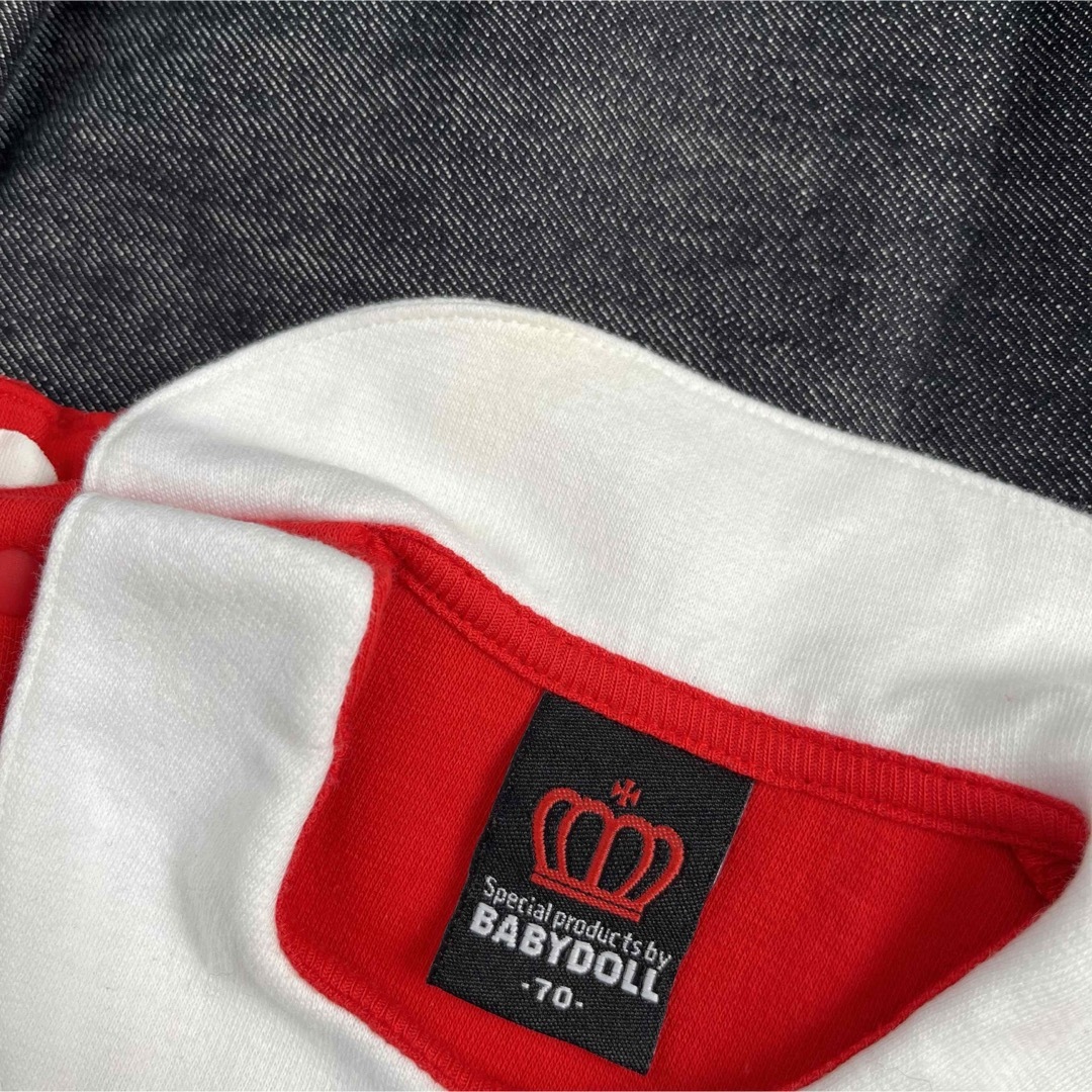 BABYDOLL(ベビードール)の【値下げ】BABYDOLL ベビードール　ミニー　ロンパース　仮装　70cm キッズ/ベビー/マタニティのベビー服(~85cm)(ロンパース)の商品写真