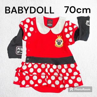 ベビードール(BABYDOLL)の【値下げ】BABYDOLL ベビードール　ミニー　ロンパース　仮装　70cm(ロンパース)