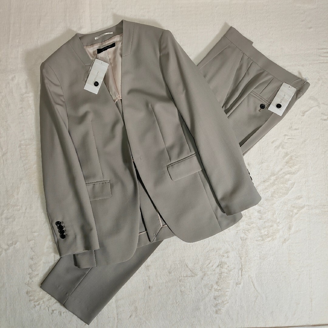 UNTITLED(アンタイトル)の【タグ付】 UNTITLED パンツスーツ ノーカラー モヘア混 サイズ違い レディースのフォーマル/ドレス(スーツ)の商品写真