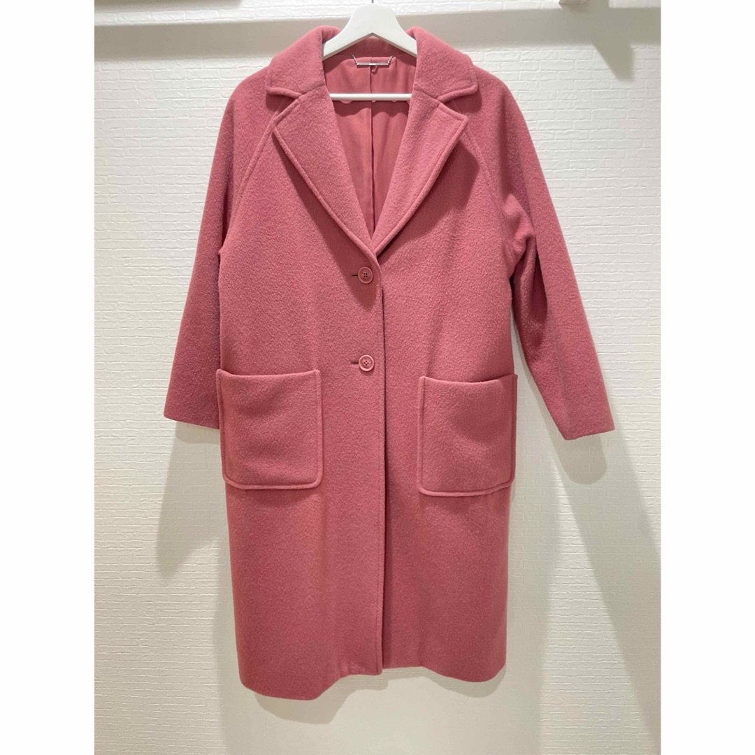 Mila Owen(ミラオーウェン)のミラオーウェン　レディース　コート　ピンク　美品 レディースのジャケット/アウター(ロングコート)の商品写真