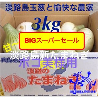 ポコ美様用 淡路島産新玉ねぎ 3kg 高糖度 新たまねぎ 新玉葱 新タマネギ(野菜)