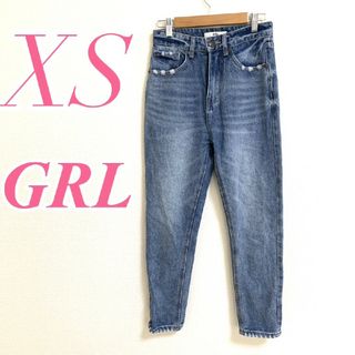 グレイル(GRL)のグレイル　テーパードパンツ　XS　ブルー　デニムパンツ　カジュアル　綿100%(デニム/ジーンズ)