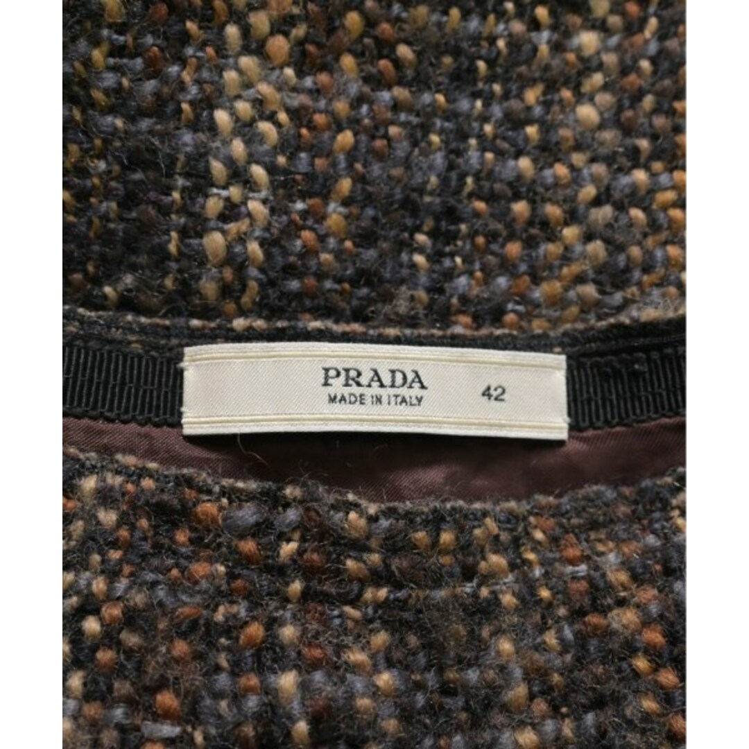 PRADA(プラダ)のPRADA プラダ ひざ丈スカート 42(M位) 茶系x黒(ミックス) 【古着】【中古】 レディースのスカート(ひざ丈スカート)の商品写真