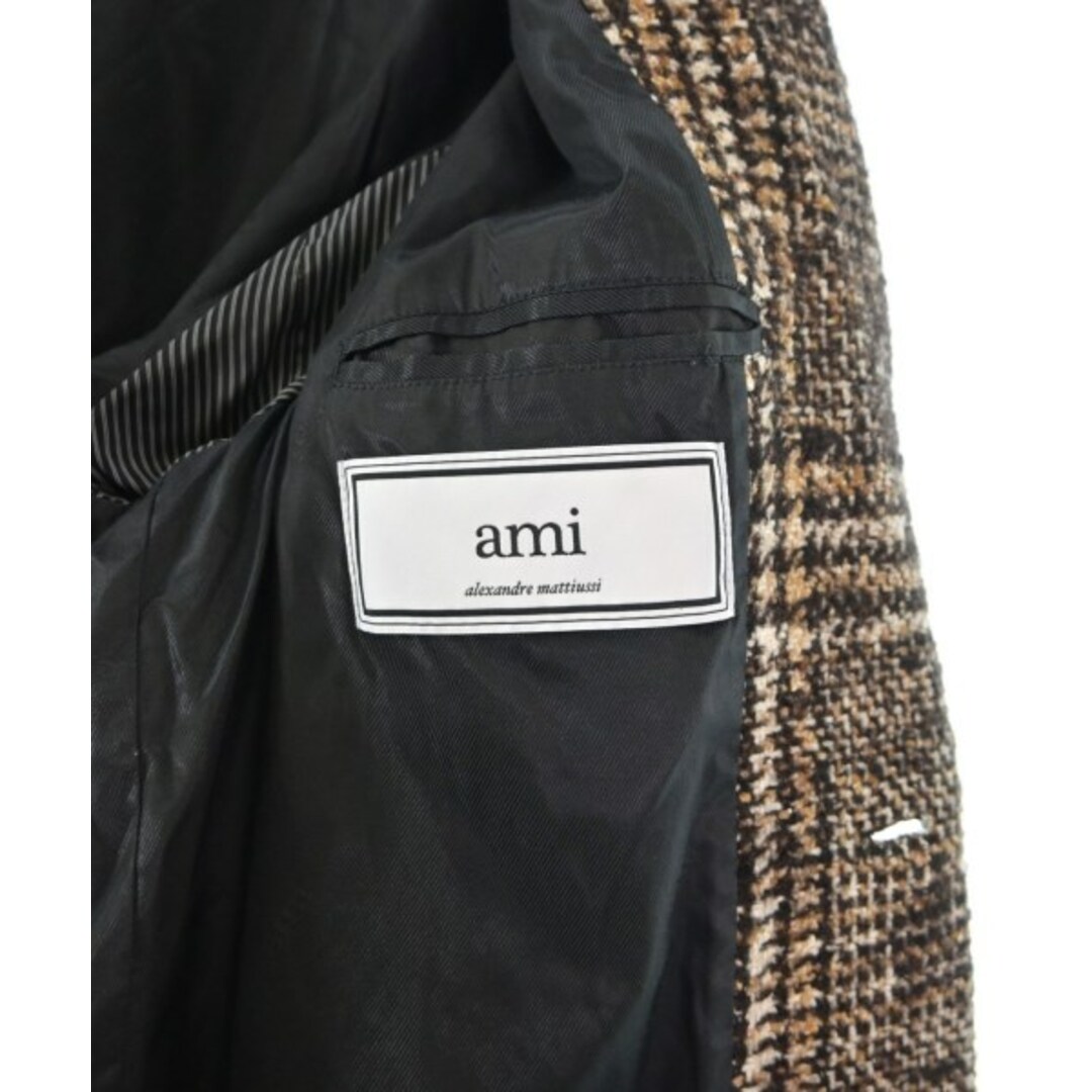 ami(アミ)のami アミ チェスターコート XS 茶x白xベージュ(ツイード) 【古着】【中古】 メンズのジャケット/アウター(チェスターコート)の商品写真