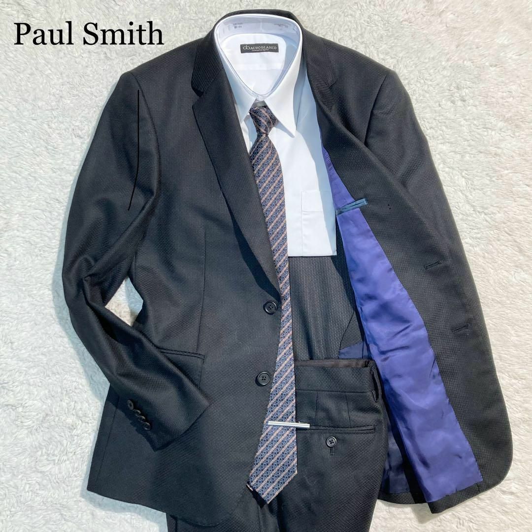 Paul Smith(ポールスミス)の【未使用級】ポールスミス スーツ ブラック 黒 ドット 水玉 紫 背抜き M メンズのスーツ(その他)の商品写真