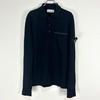 ストーンアイランド(STONE ISLAND)のSTONE ISLAND 2022SS コットンニットポロシャツ 黒(ニット/セーター)