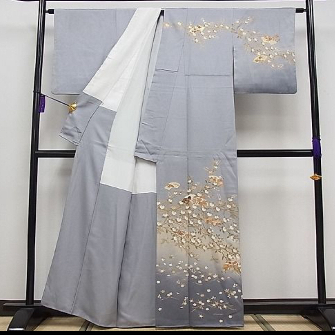 セール　入学式　訪問着　駒刺繍　地紙枝花文　三越扱い　逸品 レディースの水着/浴衣(着物)の商品写真