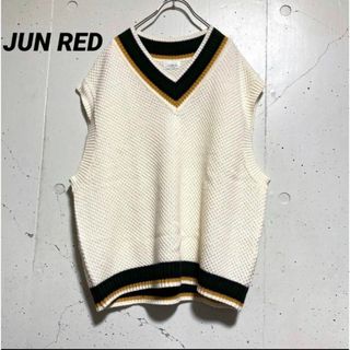 JUN RED ジュンレッド★オーバーサイズ 鹿子チルデンニット ベスト男女兼用(ベスト)