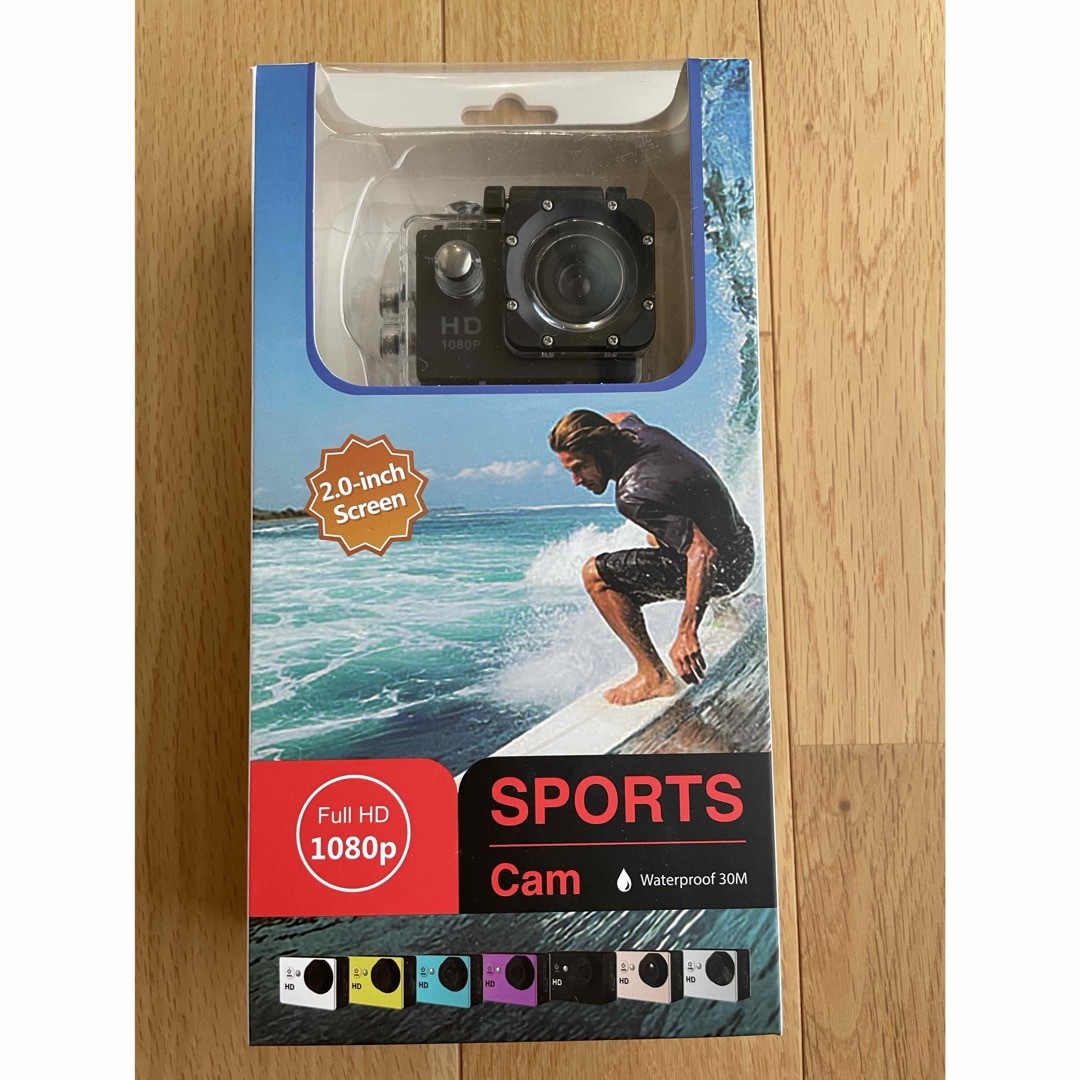 スポーツカメラ　黒　Full HD 1080p 防水 スマホ/家電/カメラのカメラ(ビデオカメラ)の商品写真