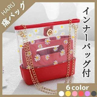 レディースバッグ 人気 ミニショルダーバッグ♡花柄インナーバッグ 痛バッグ 赤色(ショルダーバッグ)