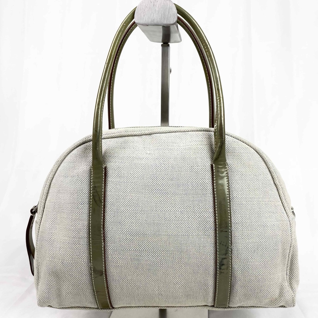 PRADA ハンドバッグ 三角ロゴ キャンバス×レザー ベージュ 白タグ PRADA ハンドバッグ 三角ロゴ キャンバス×レザー ベージュ 白タグ