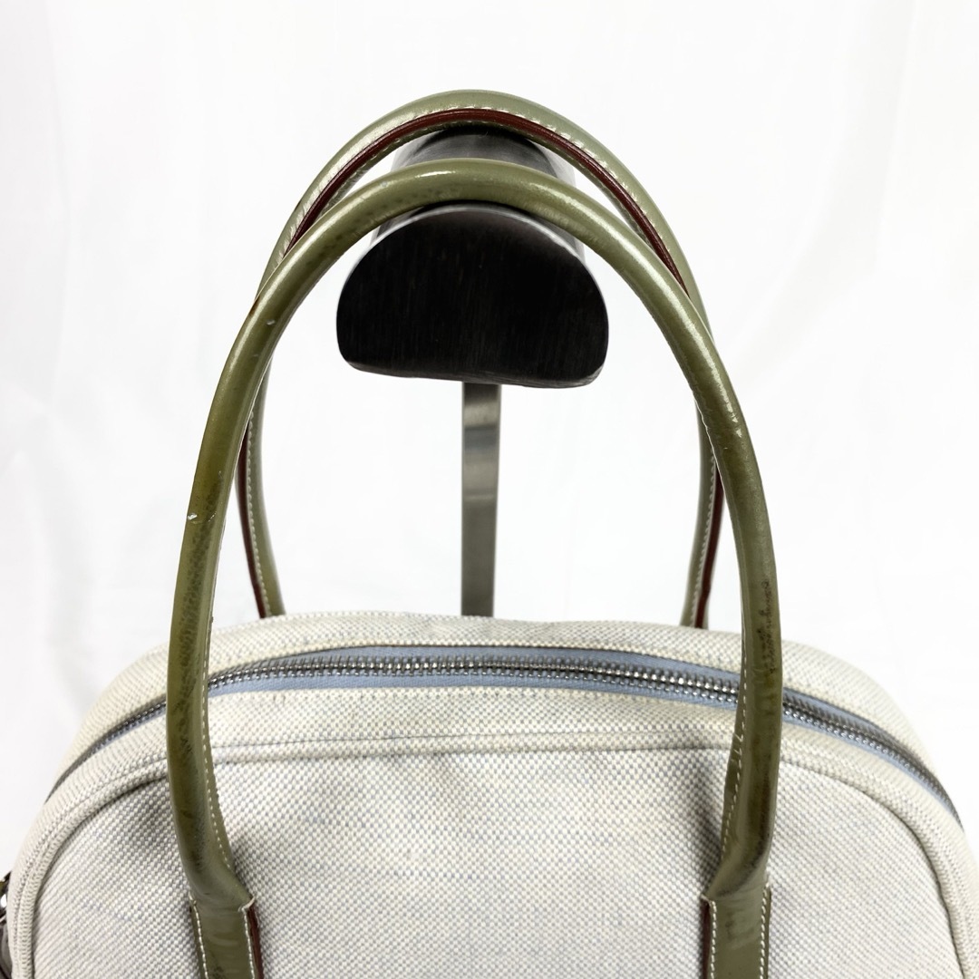 PRADA ハンドバッグ 三角ロゴ キャンバス×レザー ベージュ 白タグ PRADA ハンドバッグ 三角ロゴ キャンバス×レザー ベージュ 白タグ