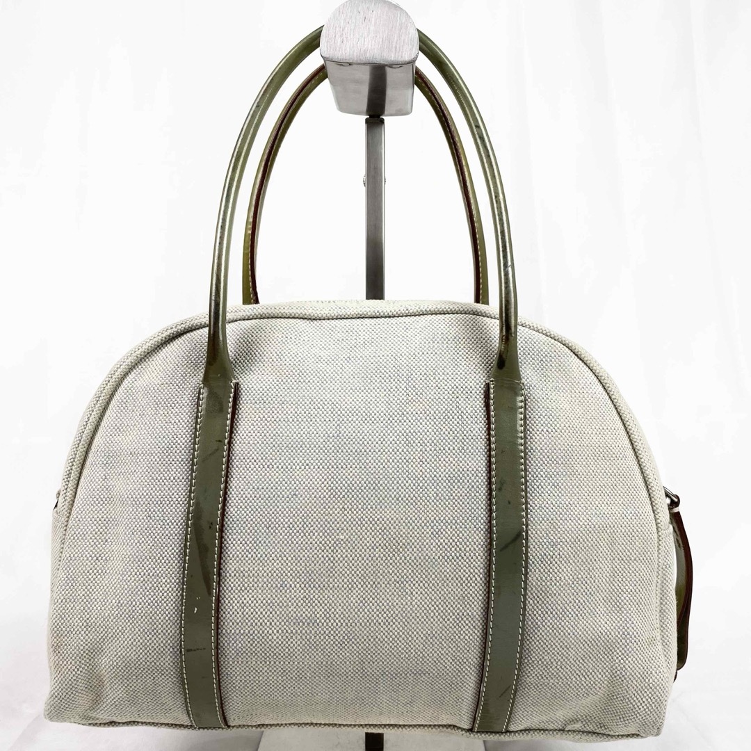 PRADA ハンドバッグ 三角ロゴ キャンバス×レザー ベージュ 白タグ PRADA ハンドバッグ 三角ロゴ キャンバス×レザー ベージュ 白タグ