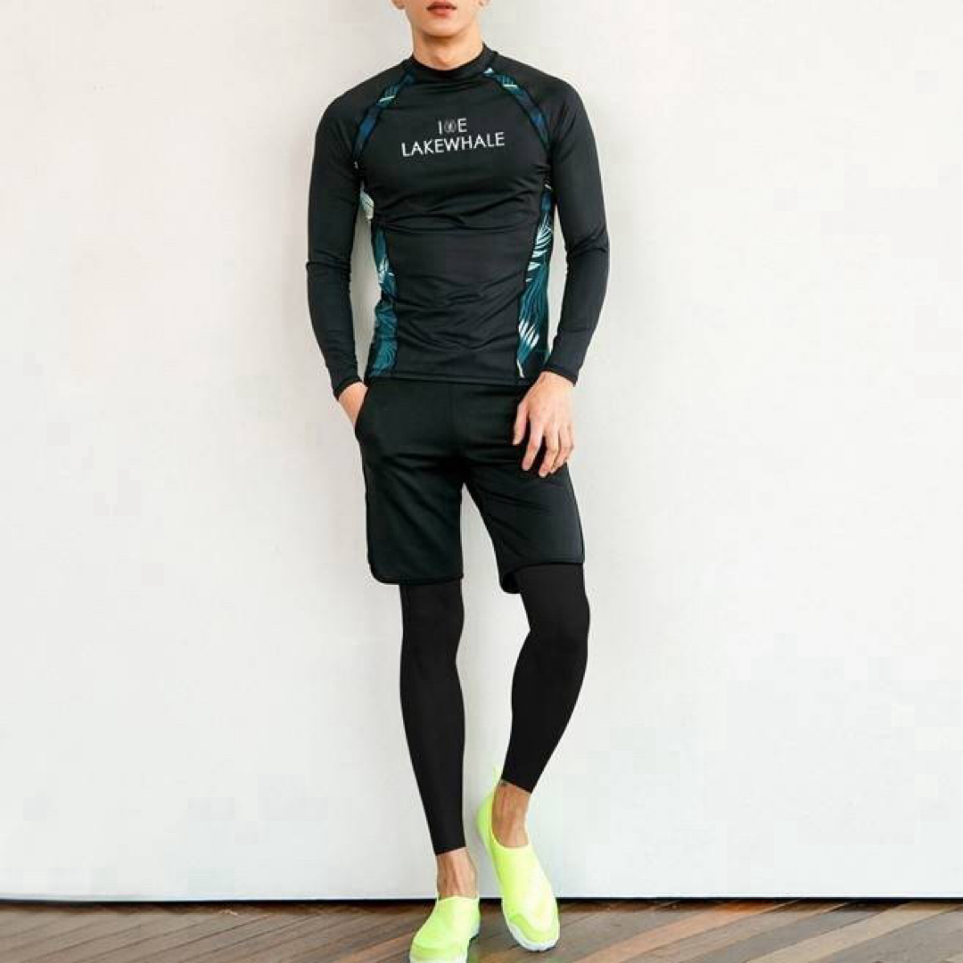 ラッシュガード メンズ XL 3点セット ハーフパンツ レギンス 水着 運動 メンズの水着/浴衣(水着)の商品写真