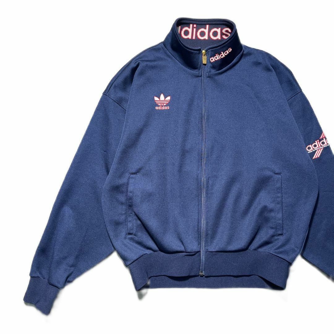 【adidas】アディダス ネイビートラックジャケット　デサント製ジャージ80s