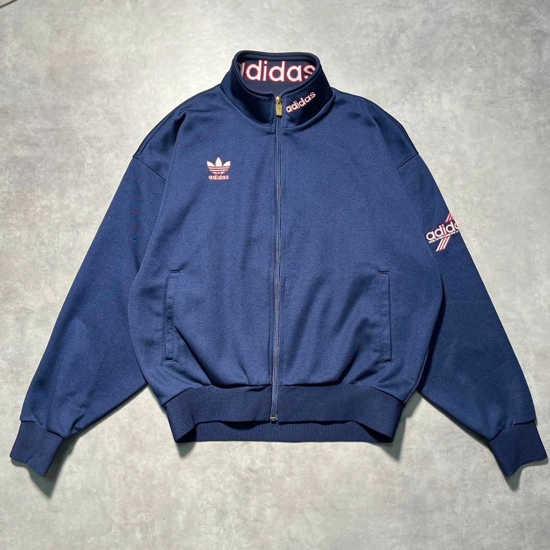 adidas(アディダス)の【adidas】アディダス ネイビートラックジャケット　デサント製ジャージ80s メンズのトップス(ジャージ)の商品写真