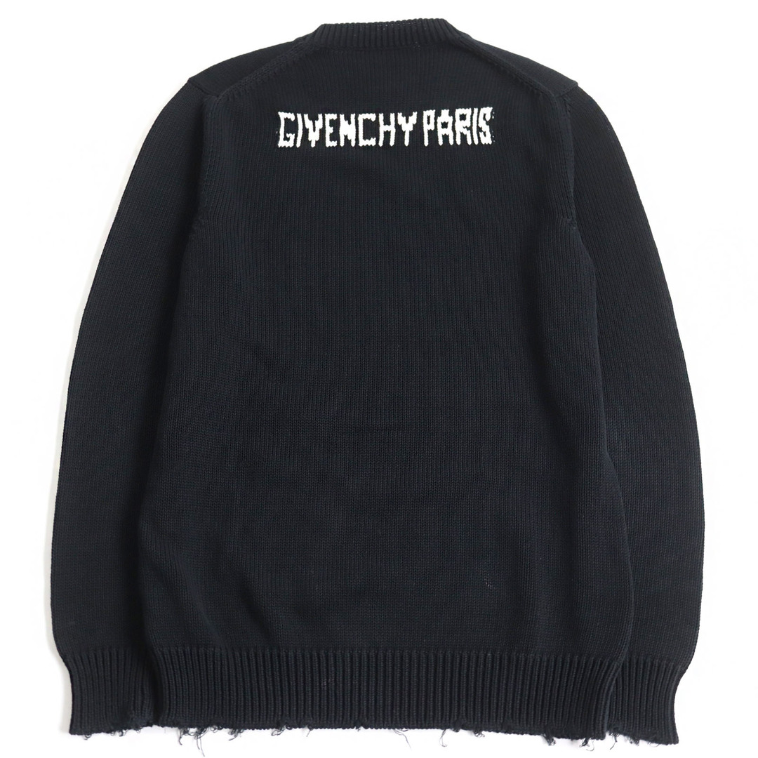 GIVENCHY(ジバンシィ)の【ドンドン見直し】良品 GIVENCHY ジバンシィ 19SS BM904U4Y0A 4Gロゴ ダメージ加工 コットン ニット/セーター ブラック M イタリア製 正規品 メンズ メンズのトップス(ニット/セーター)の商品写真