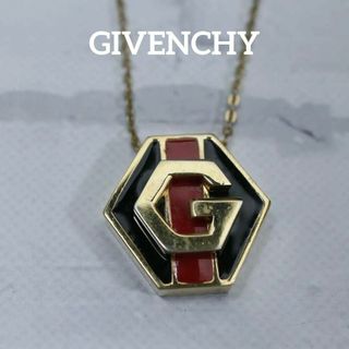 ジバンシィ(GIVENCHY)の【匿名配送】ジバンシー ロゴ ネックレス ゴールド 赤 ヴィンテージ(ネックレス)