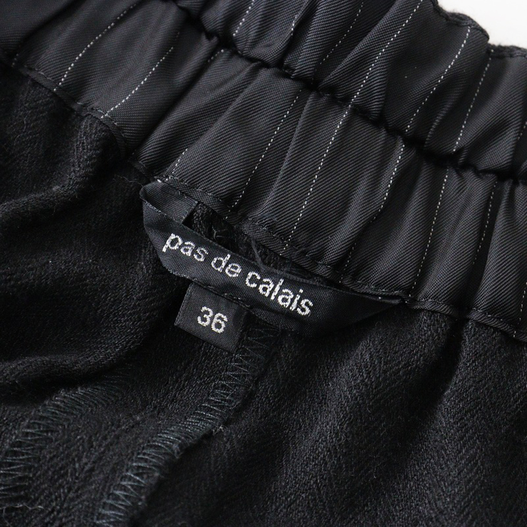 pas de calais(パドカレ)のパドカレ pas de calais ロングフレアパンツ 36/ブラック ボトムス イージー ゴム ワイド ゆったり ウール混【2400013753371】 レディースのパンツ(カジュアルパンツ)の商品写真