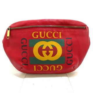 グッチ(Gucci)のGUCCI(グッチ) ウエストポーチ グッチプリントベルトバッグ 530412 レッド×マルチ レザー(ボディバッグ/ウエストポーチ)