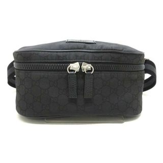 グッチ(Gucci)のGUCCI(グッチ) ウエストポーチ レディース GG柄 449182 黒 ナイロン×レザー(ボディバッグ/ウエストポーチ)