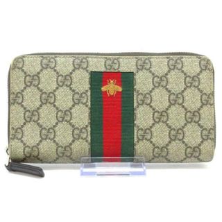 グッチ(Gucci)のGUCCI(グッチ) 長財布 ウェブ GGスプリーム キャンバス ジップアラウンドウォレット 408831 ベージュ×グリーン×レッド ラウンドファスナー PVC(塩化ビニール)(財布)