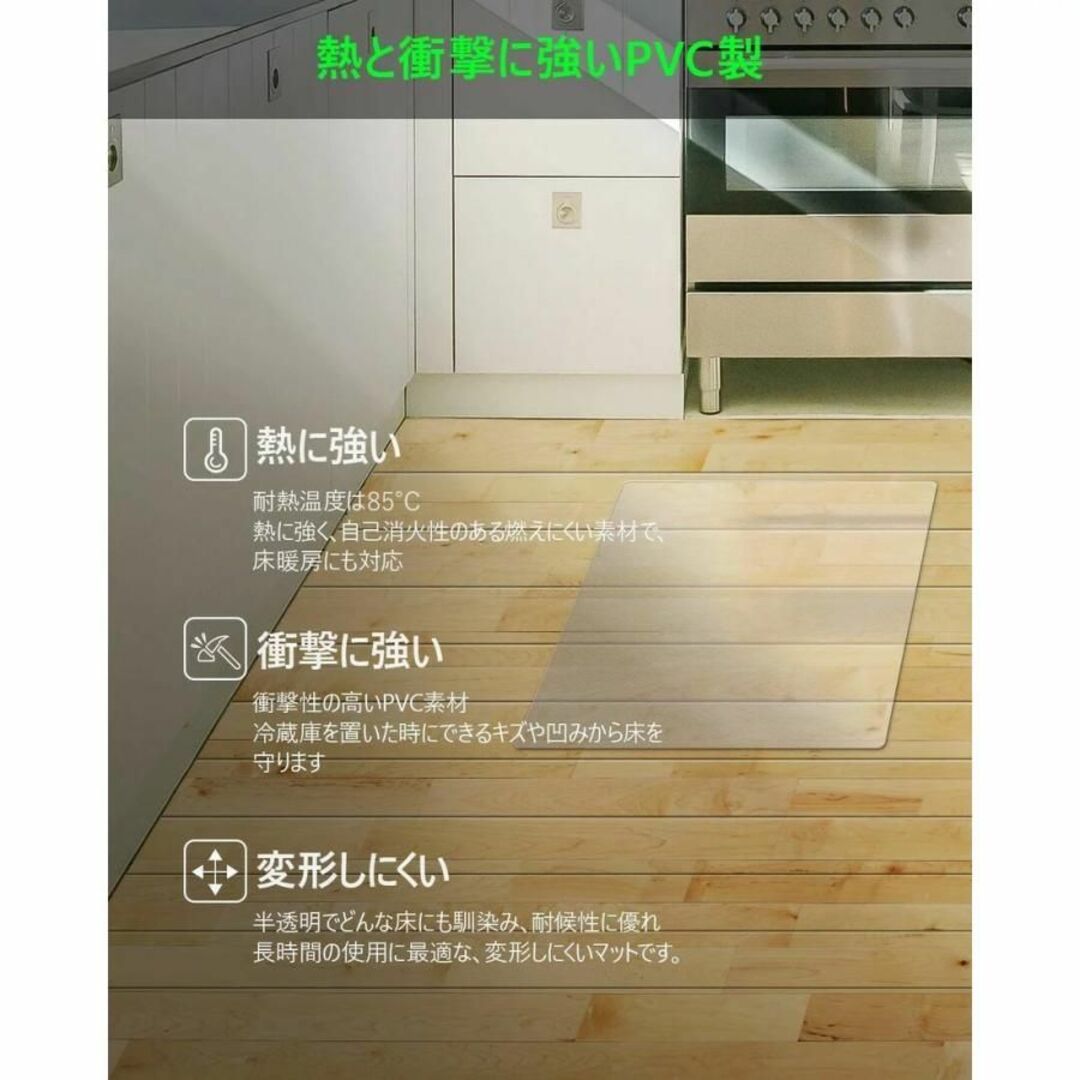 冷蔵庫マット Mサイズ 透明 キズ/凹み防止 滑り止め 床暖対応 PVC インテリア/住まい/日用品のラグ/カーペット/マット(キッチンマット)の商品写真