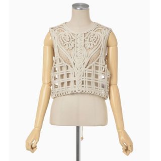 mame - mame cording embroidery vest-beige