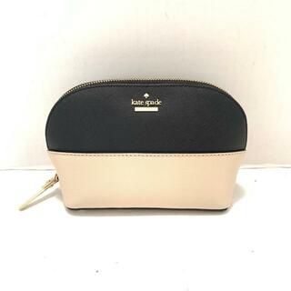 ケイトスペードニューヨーク(kate spade new york)のKate spade(ケイトスペード) ポーチ美品  - PWRU5287 黒×ベージュ レザー(ポーチ)