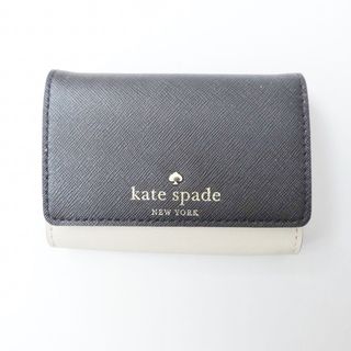 ケイトスペードニューヨーク(kate spade new york)のKate spade(ケイトスペード) コインケース - PWRU3897 黒×ベージュ パスケース付き/キーリング付き レザー(コインケース)