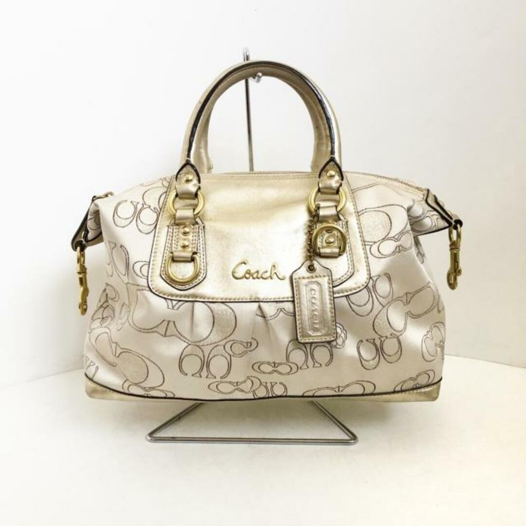 COACH(コーチ)のCOACH(コーチ) ハンドバッグ - F20641 ベージュ×ゴールド ジャガード×レザー レディースのバッグ(ハンドバッグ)の商品写真