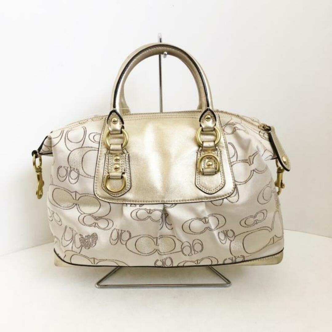 COACH(コーチ)のCOACH(コーチ) ハンドバッグ - F20641 ベージュ×ゴールド ジャガード×レザー レディースのバッグ(ハンドバッグ)の商品写真